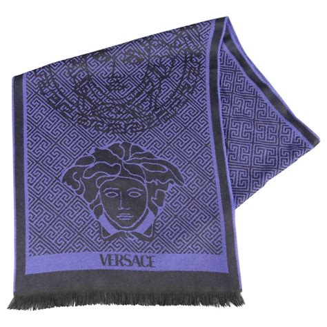 unisex versace scarf plush wool signature medusa greek key|Versace unisex Medusa Greek wool and silk logo monogram .